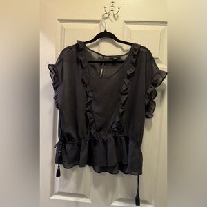 American Eagle Outfitters Black Ruffle Peplum Blouse